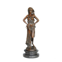 Female Art Carving Bronze Sculpture Summer Lady Home Decor Brass Statue TPE-565